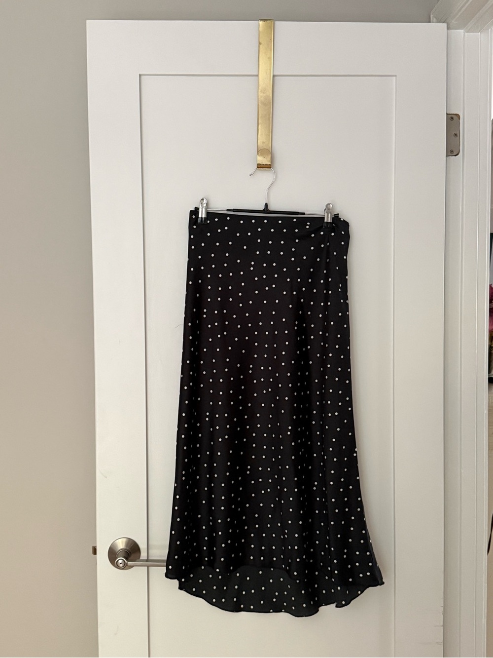 Abercrombie & Fitch Black Midi Skirt with White Polka Dots